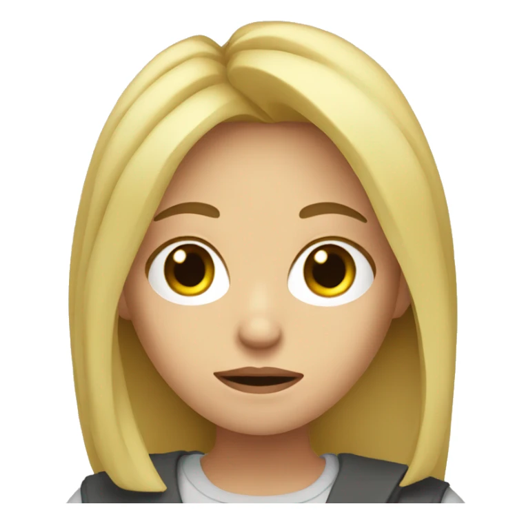 Frustrated blonde haired girl with papers sticker