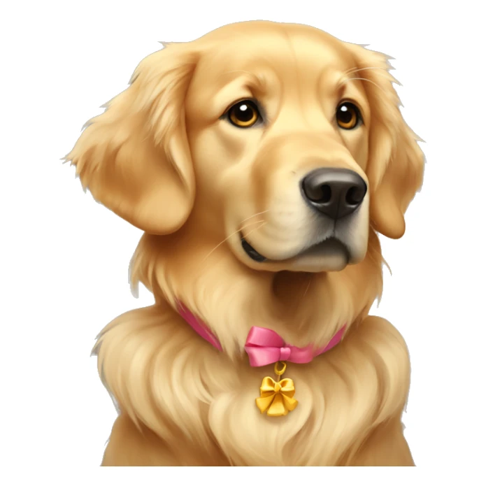 Golden retriever with a bow on her neck  sticker