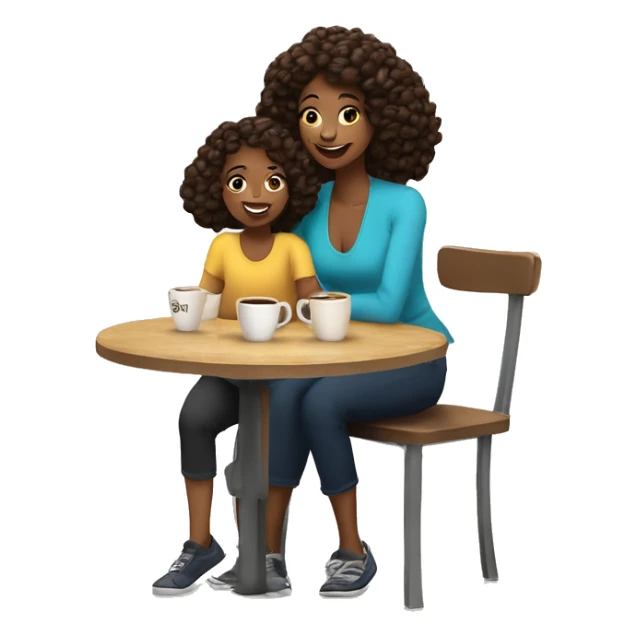 A mom and her daughter drin coffee in a caffe ￼ sticker