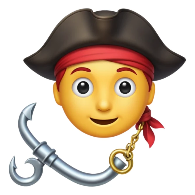 Pirate Hook, clean vector emoji, with rich details, no face on objects, white background sticker