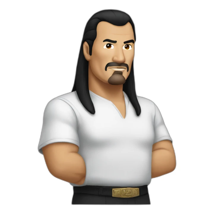 steven-seagal cartoon wearing long shirt sticker