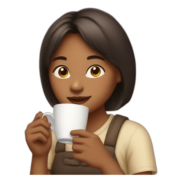 a girl drinking a tea with milk sticker