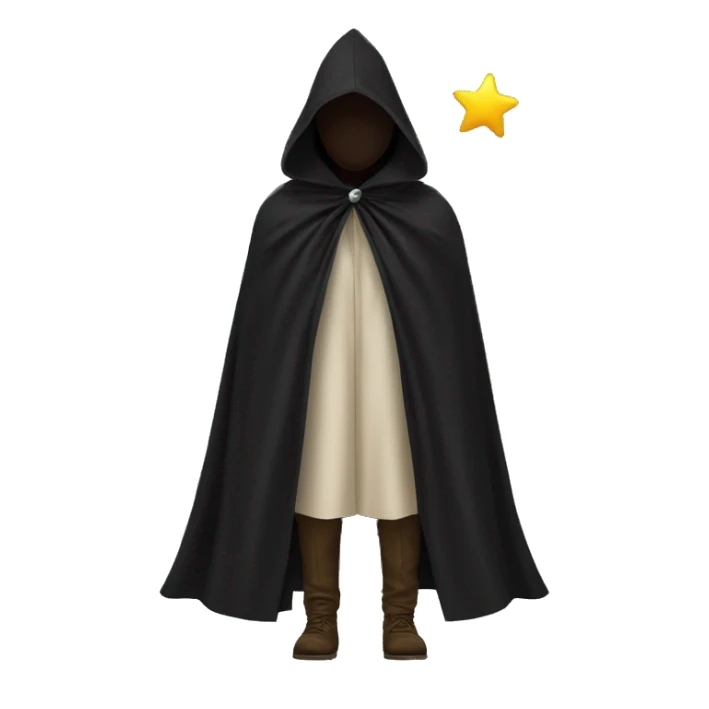 black cloak, 6 stars on fabric, clothing sticker