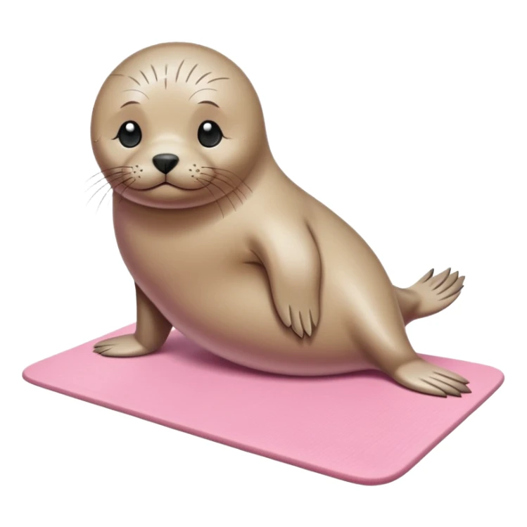 Seal on a light pink yoga mat on the beach sticker