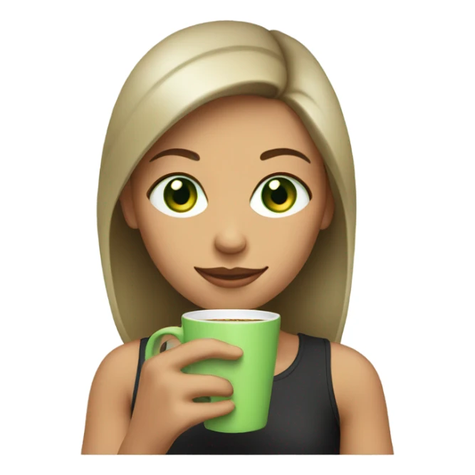 girl with green eyes drinking coffee  sticker