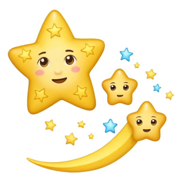 shooting star with a dreamy expression, looking up as if questioning existence, emoji style sticker