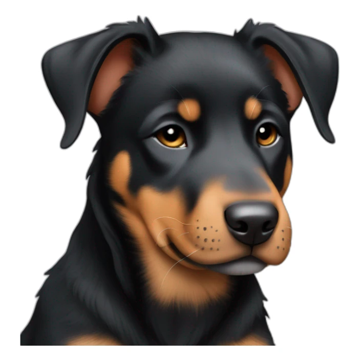 Sleeping black and brown beauceron puppy with white chest and chin sticker