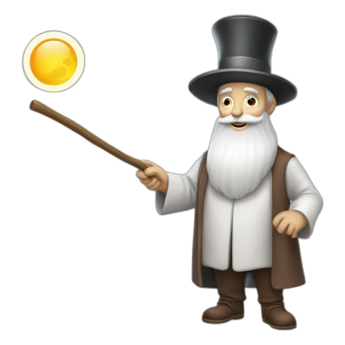 old magician with his magic stick and long white beard sticker