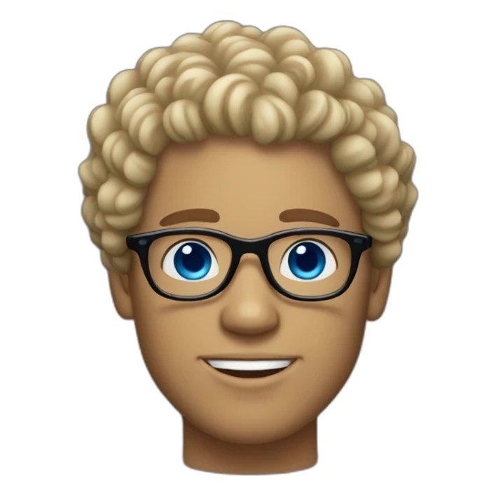 A light skinned guy with curly hair, glasses and blue eyes  sticker