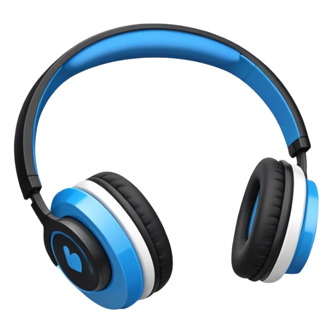 Black and blue and white headphones as seen from the side view  sticker