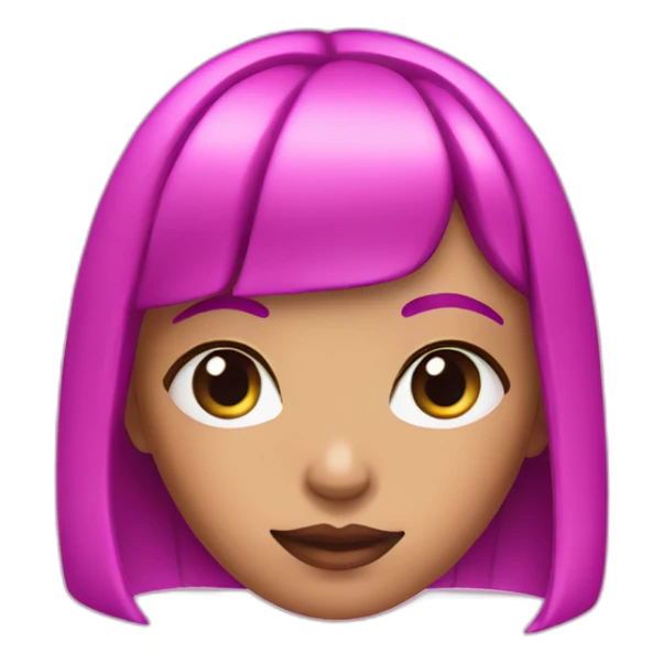 girl with neon pink bob haircut and purple eyes sticker