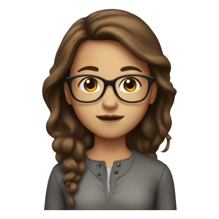 girl with brown hair and glasses sticker