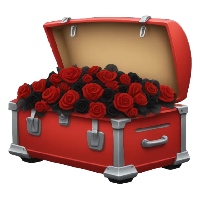 red open car trunk with black roses left in it sticker