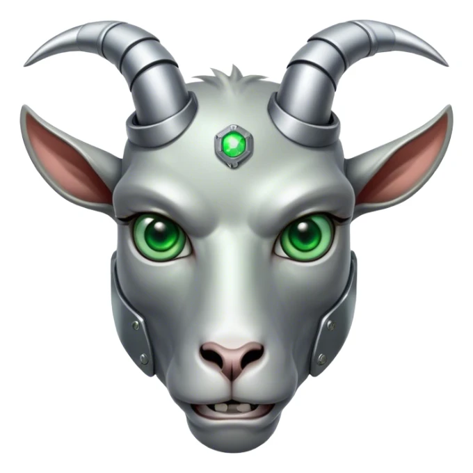 Terminator Goat with green eyes sticker