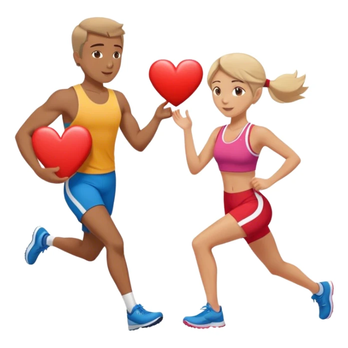 Couple in a relay race passing off a heart. Can you add “Selfwish Break”. Remove his extra arm  sticker