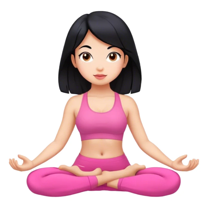 Pink yoga girl with black hair sticker