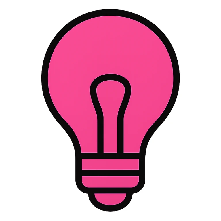 pink light bulb, color icon style sticker
