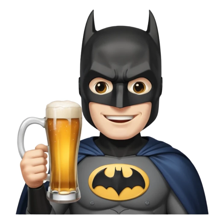Happy Batman toasting with a mug of beer sticker