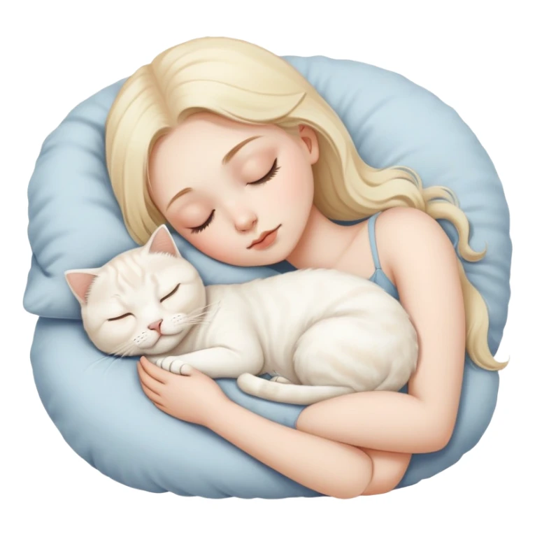 long Blonde white girl sleeping with white scottish fold cat sticker