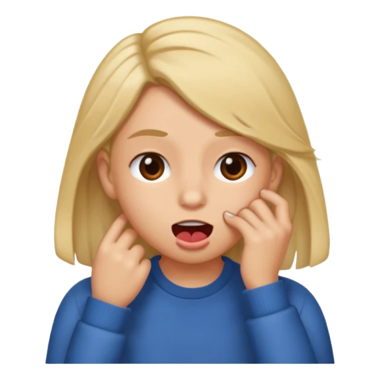 Tuck hair behind ear while biting lip emoji sticker