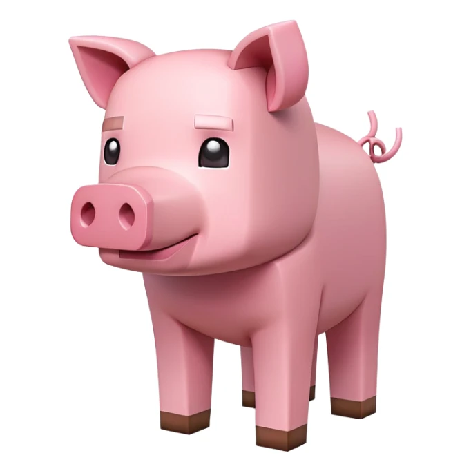 Minecraft Pig full body, pink blocky animal with square head sticker