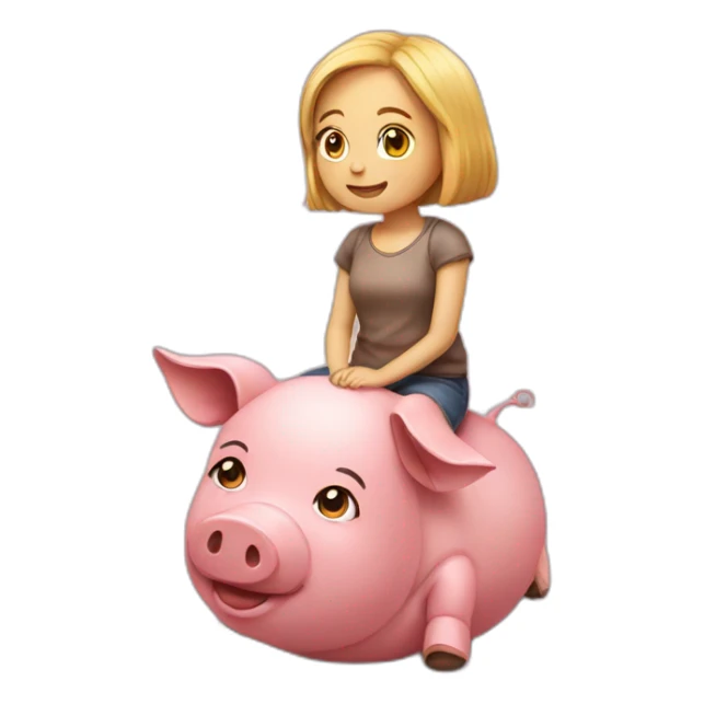 girl sitting on the pig head sticker