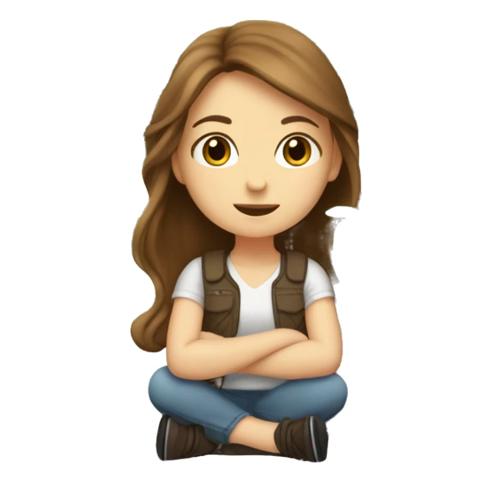 ￼ white girl with brown hair sitting under a tree sticker