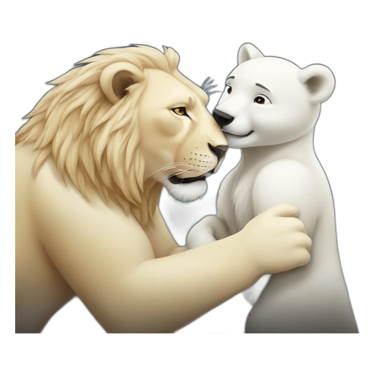Lion Kisses polar bear sticker