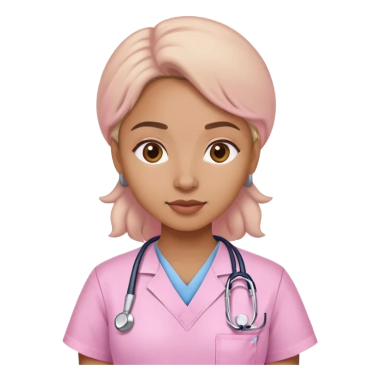 Medium brown woman in Light pink scrubs sticker