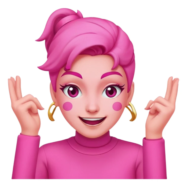 Pink super happy and excited squinting eyes pink  sticker