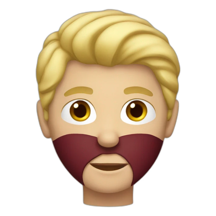 blond teenage boy with maroon shirt sticker