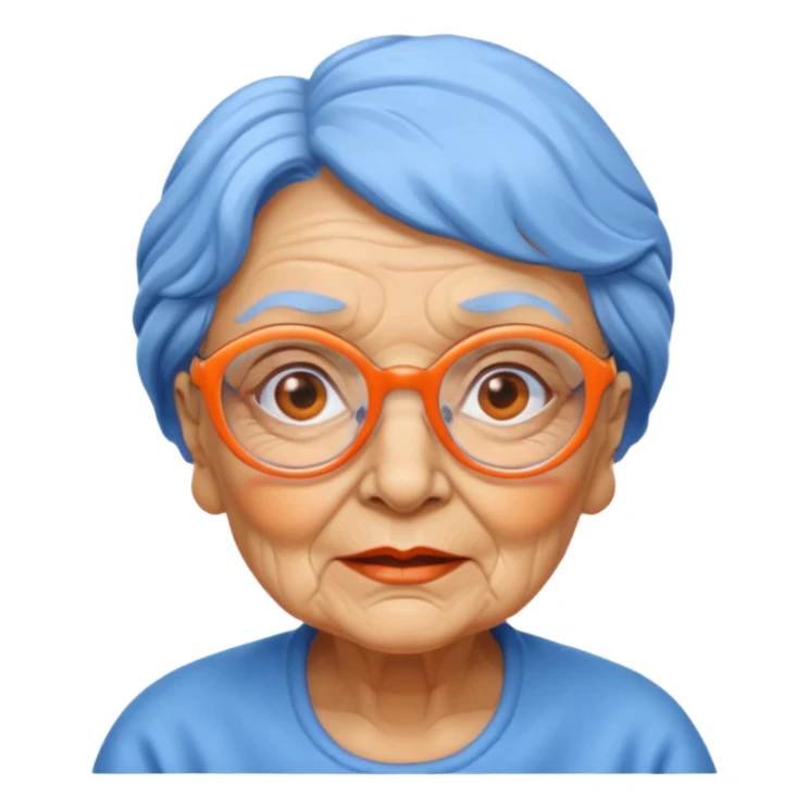 blue skinned orange glassed grandma sticker