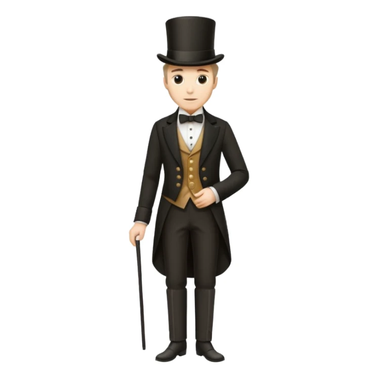 Elegant 19th century man wearing a top hat, full body, standing sticker