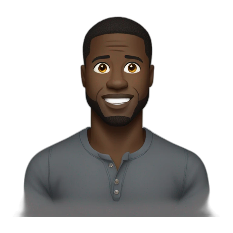 actor kevin hart cartoon wearing henley and small eyes sticker
