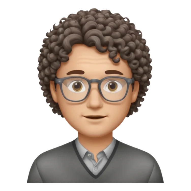 homme blanc avec cheveux brun frisés et lunettes grise sticker