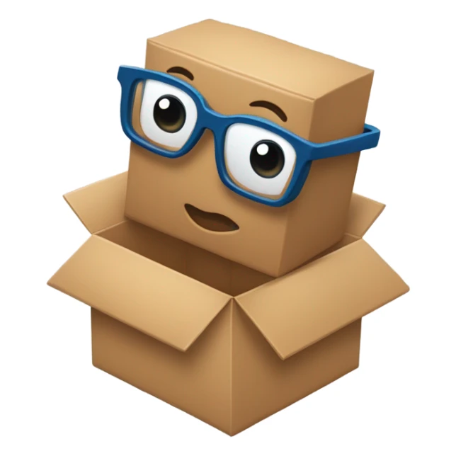 caja inteligente con lentes encima de un corazon grande  sticker