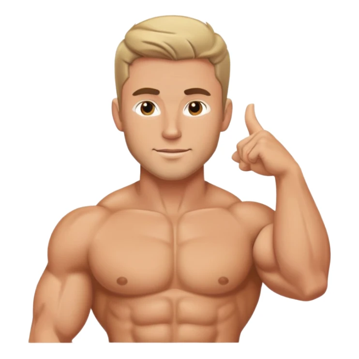 Muscular Caucasian gay man wearing a bikini sticker