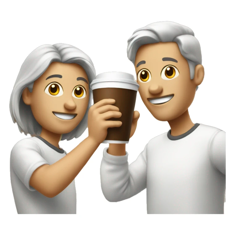 toasting with two cups of cofee sticker