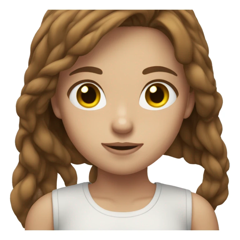 girl with brown hair in white shirt outdoors sticker