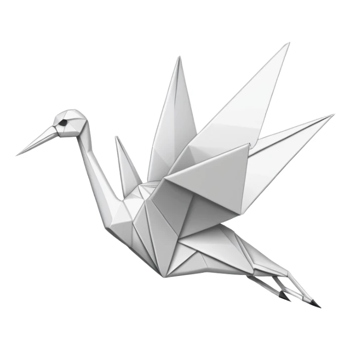 Outline of an origami paper crane  sticker