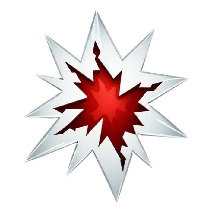 Broken white glass shards with blood splattered around it  sticker