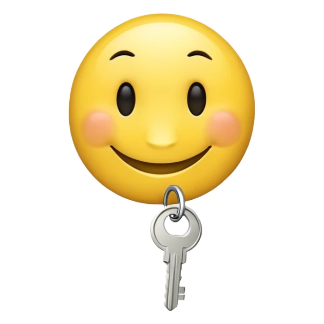 A smiley face, with a hand holding a key to it’s nose sticker