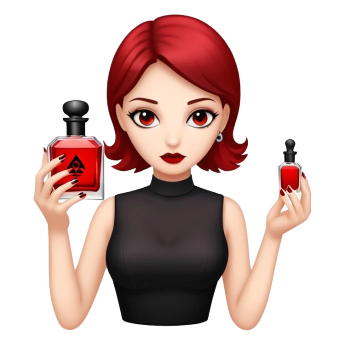 A girl holding hypnotic poison perfume sticker
