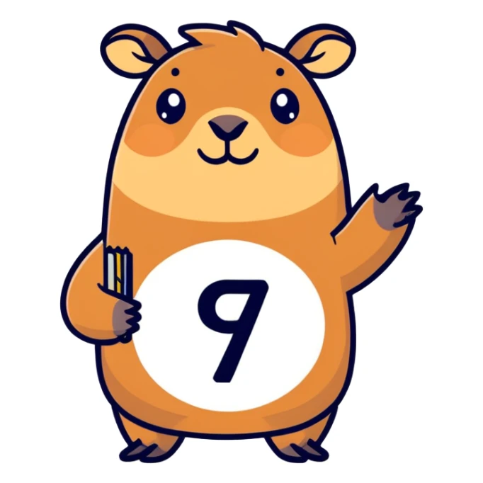 Capybara holding the number 67 sign in hands sticker