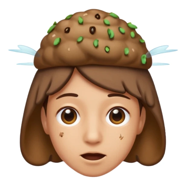 Poop with fly all around his head  sticker