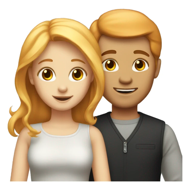 A red-haired girl and blonde-haired man loves  sticker