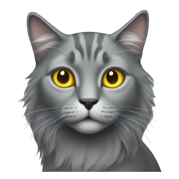 Gray long hair cat with yellow eyes sticker
