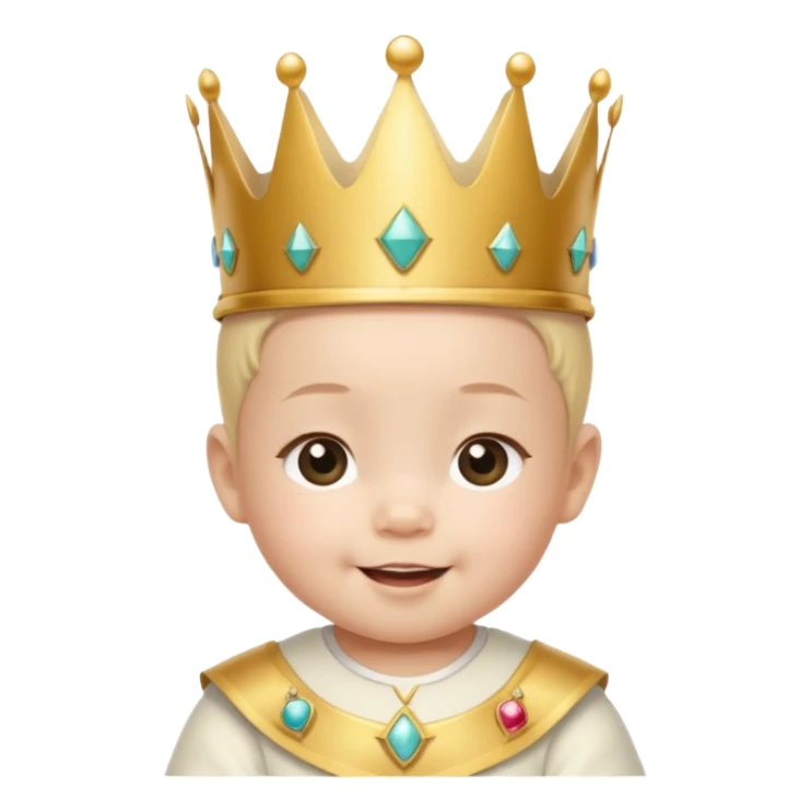 white asian baby wearing crown with number 1 written on it sticker