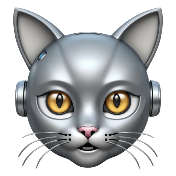robot looking surprised with cat ears and looks funny sticker