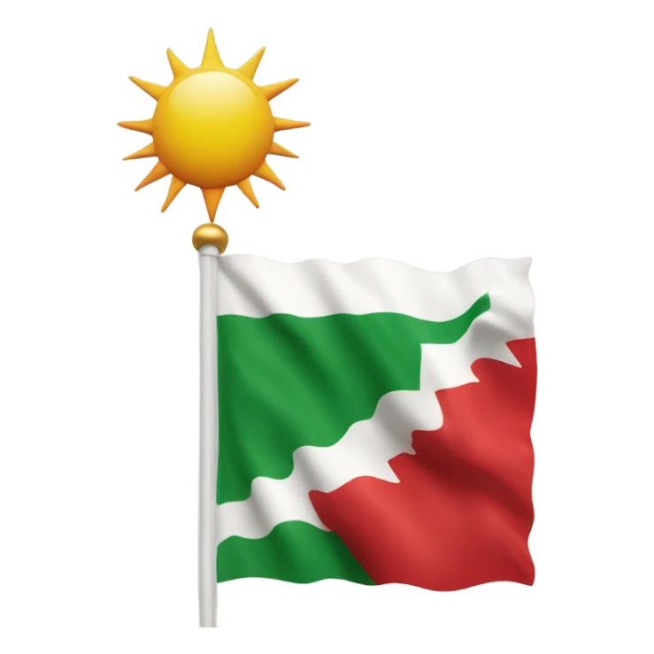 Kurdistan flag with red on top white in middle and green at bottom with a sun in middle sticker